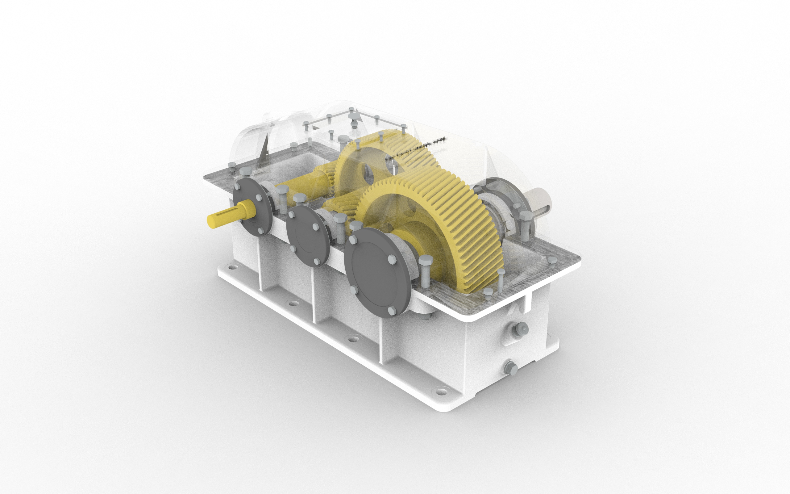 Bản vẽ 3d bộ giảm tốc bánh răng xoắn hai cấp solidwork