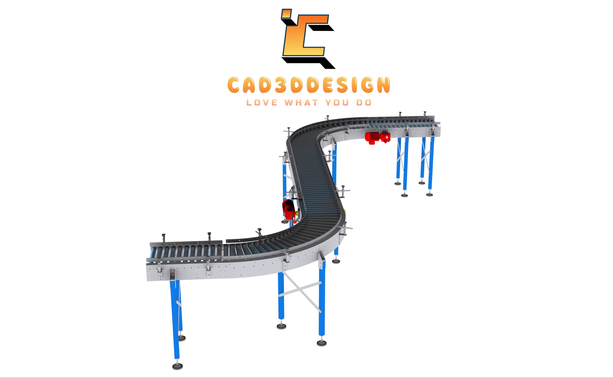 File 3d băng tải con lăn cong-3D file of a curved roller conveyor