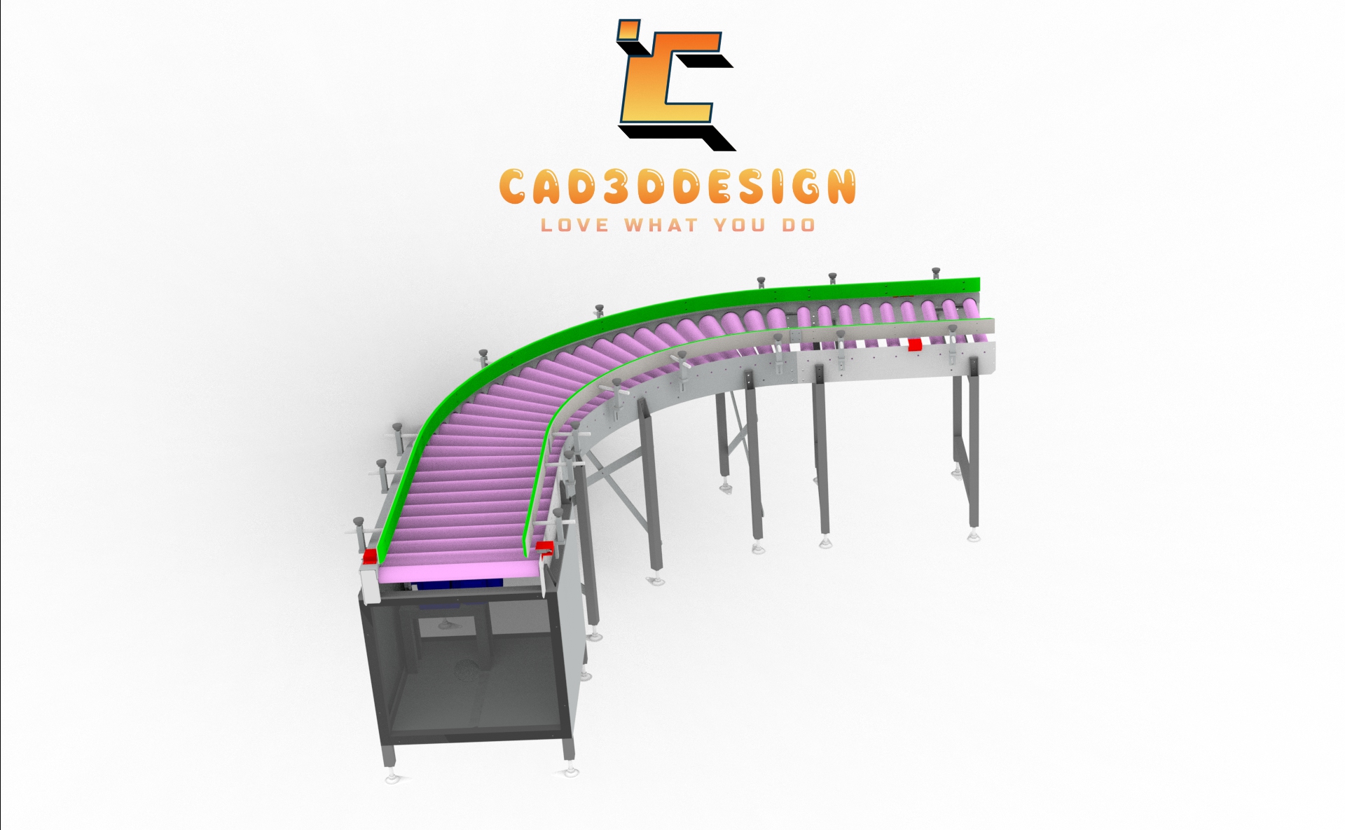 File thiết kế 3d băng tải con lăn 90 độ-3D design file for a 90-degree roller conveyor