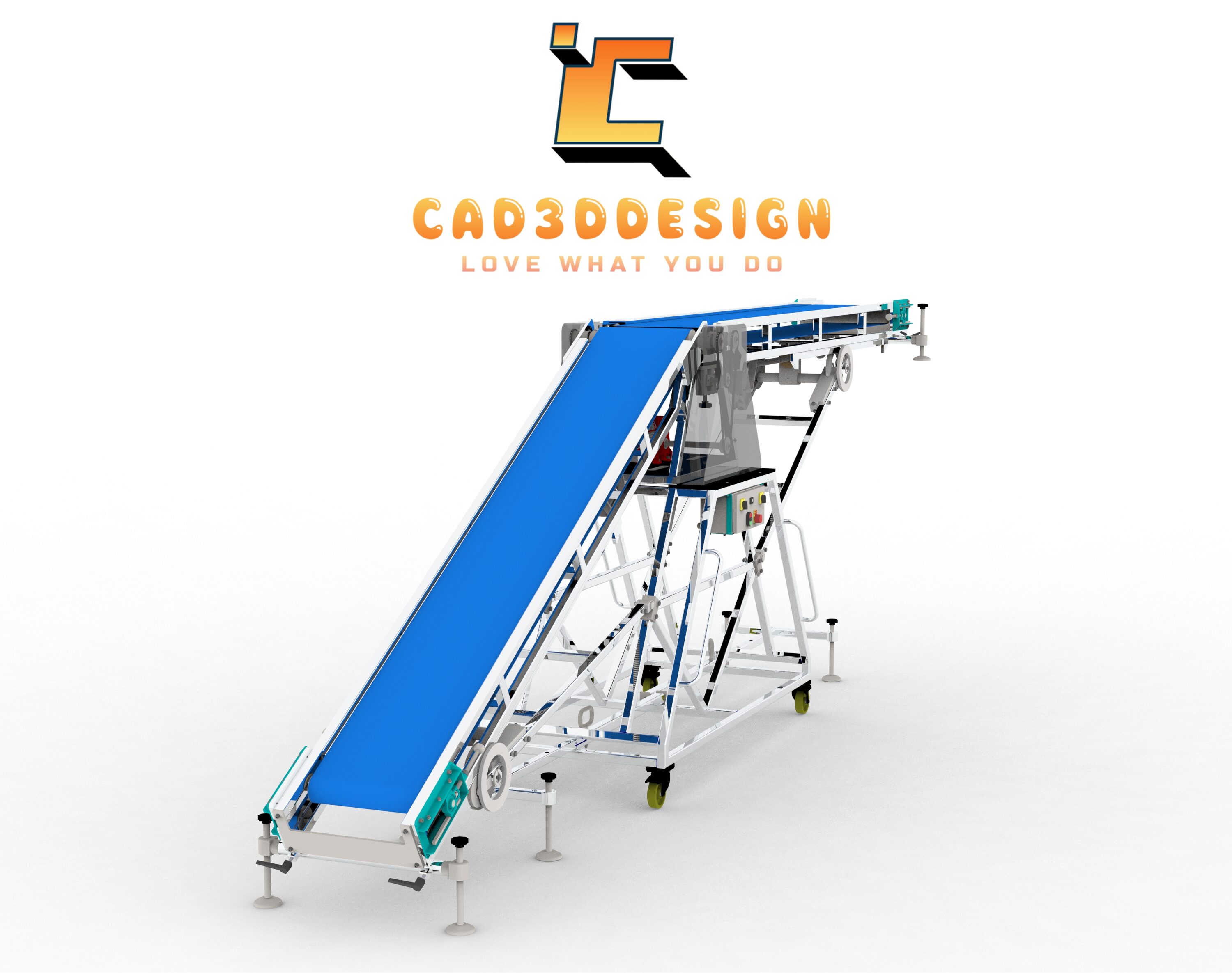Thư viện thiết kế máy 3d băng tải điều chỉnh góc nghiêng-3D conveyor belt design library with adjustable tilt angle